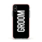 Groom Apple iPhone Xs Impact Case Pink Edge on Silver Phone