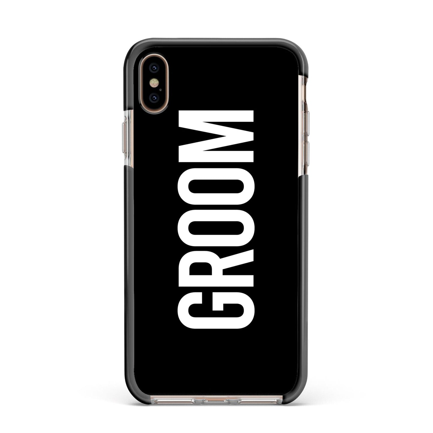 Groom Apple iPhone Xs Max Impact Case Black Edge on Gold Phone