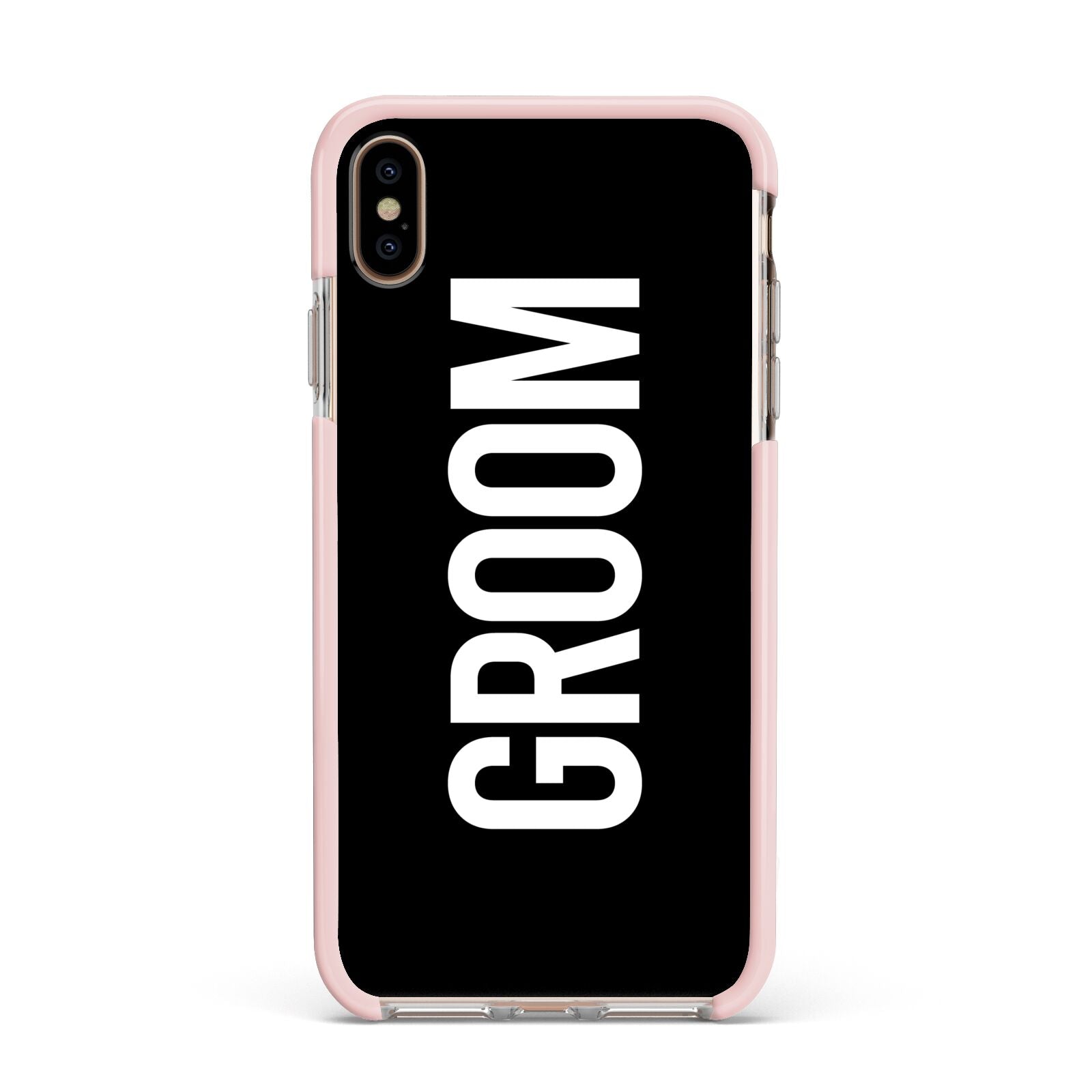 Groom Apple iPhone Xs Max Impact Case Pink Edge on Gold Phone
