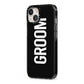 Groom iPhone 13 Black Impact Case Side Angle on Silver phone