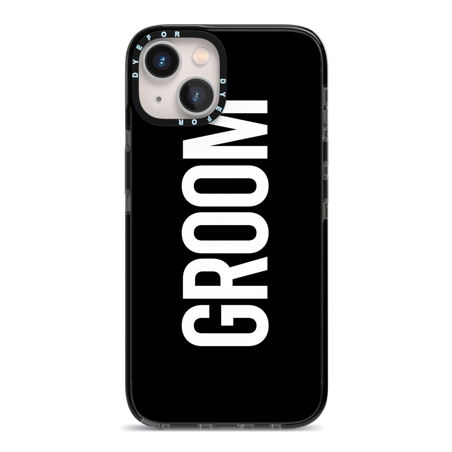Groom iPhone 13 Black Impact Case on Silver phone