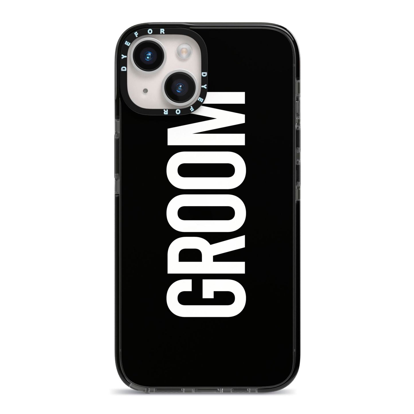 Groom iPhone 14 Black Impact Case on Silver phone