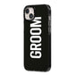 Groom iPhone 14 Plus Black Impact Case Side Angle on Silver phone