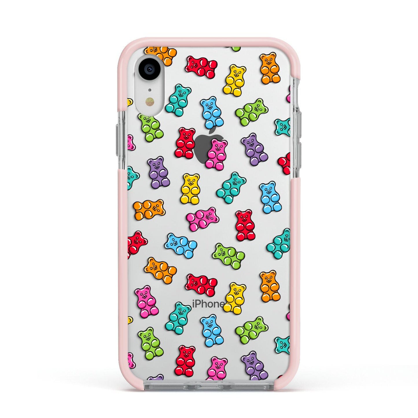 Gummy Bear Apple iPhone XR Impact Case Pink Edge on Silver Phone