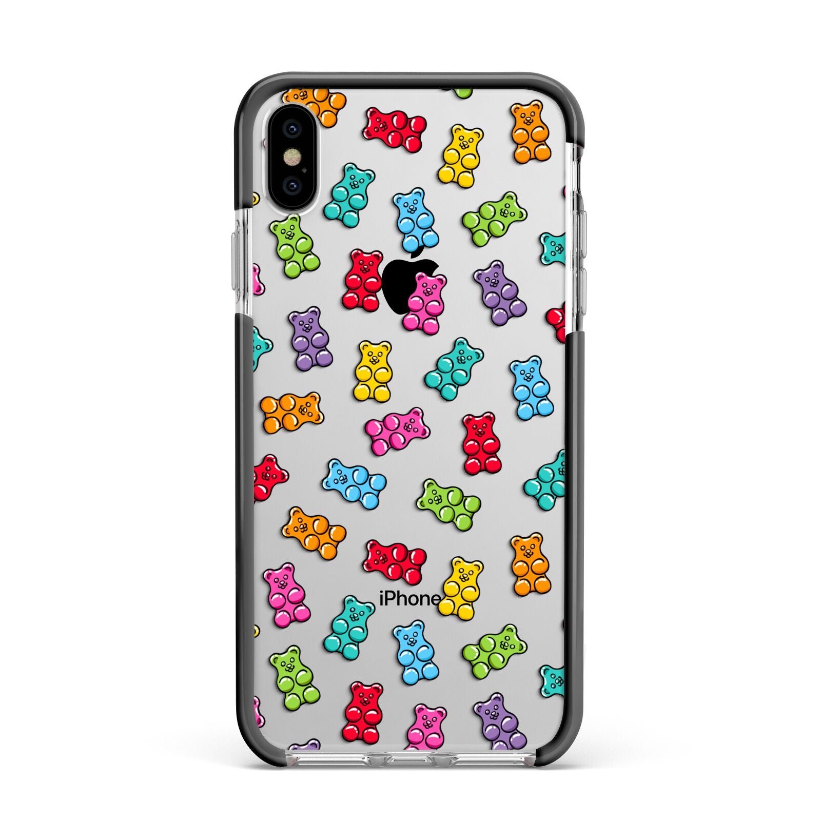 Gummy Bear Apple iPhone Xs Max Impact Case Black Edge on Silver Phone