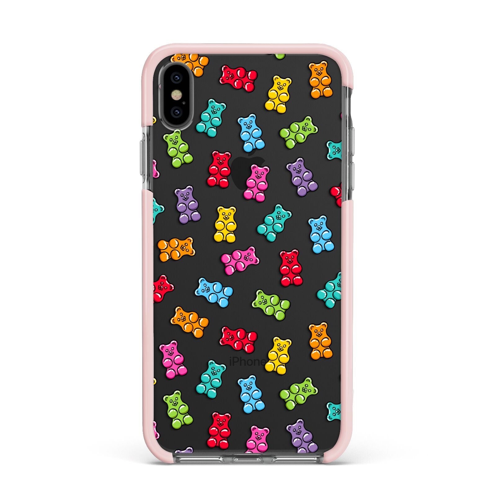Gummy Bear Apple iPhone Xs Max Impact Case Pink Edge on Black Phone