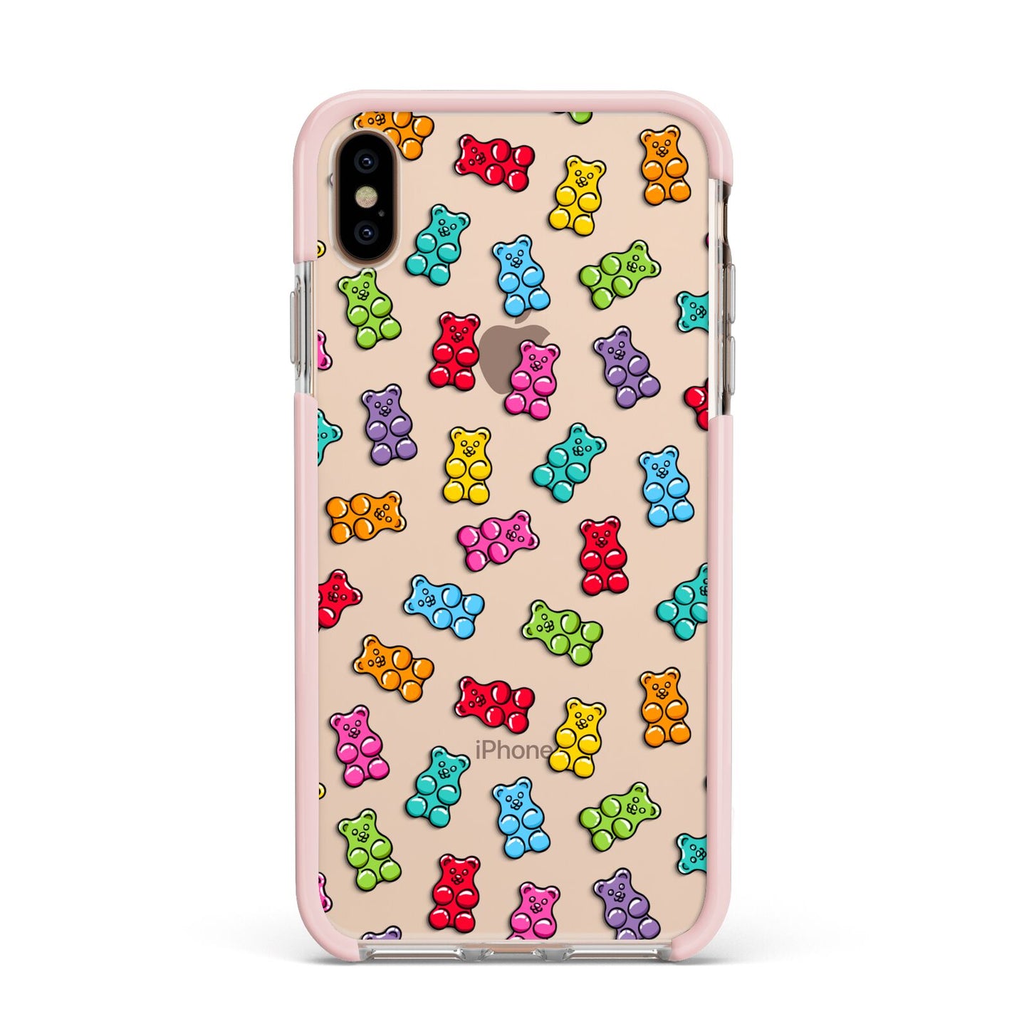 Gummy Bear Apple iPhone Xs Max Impact Case Pink Edge on Gold Phone