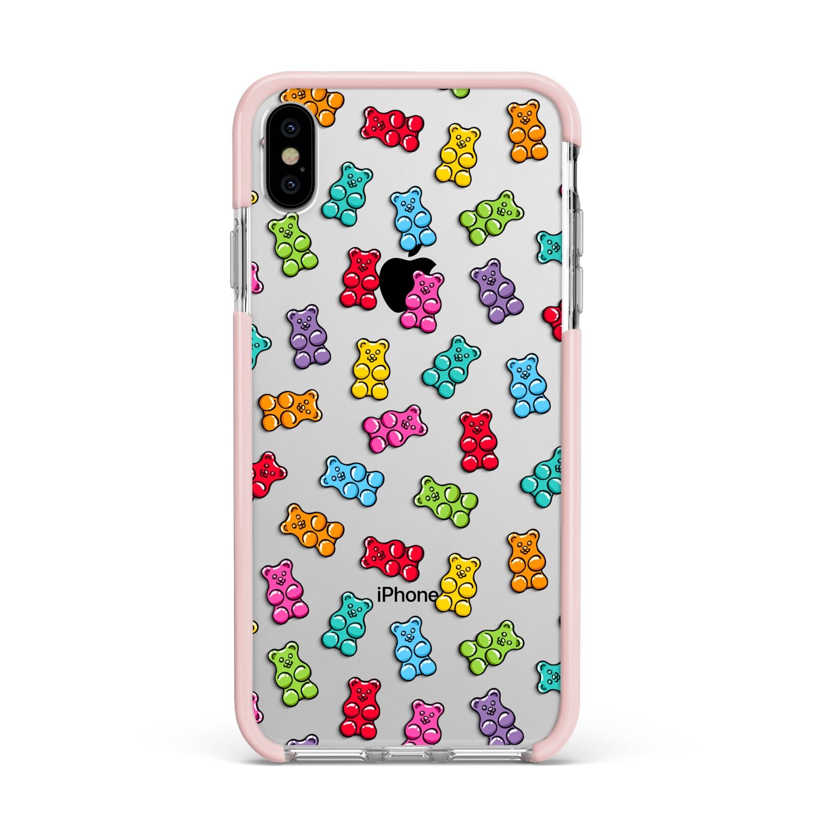 Gummy Bear Apple iPhone Xs Max Impact Case Pink Edge on Silver Phone