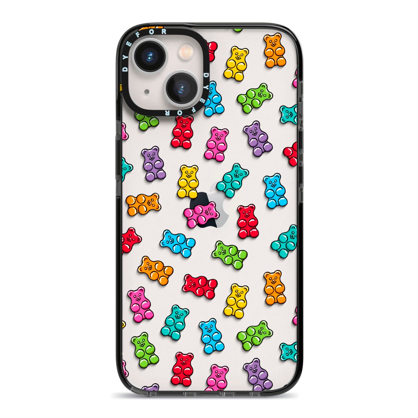 Gummy Bear iPhone 13 Black Impact Case on Silver phone