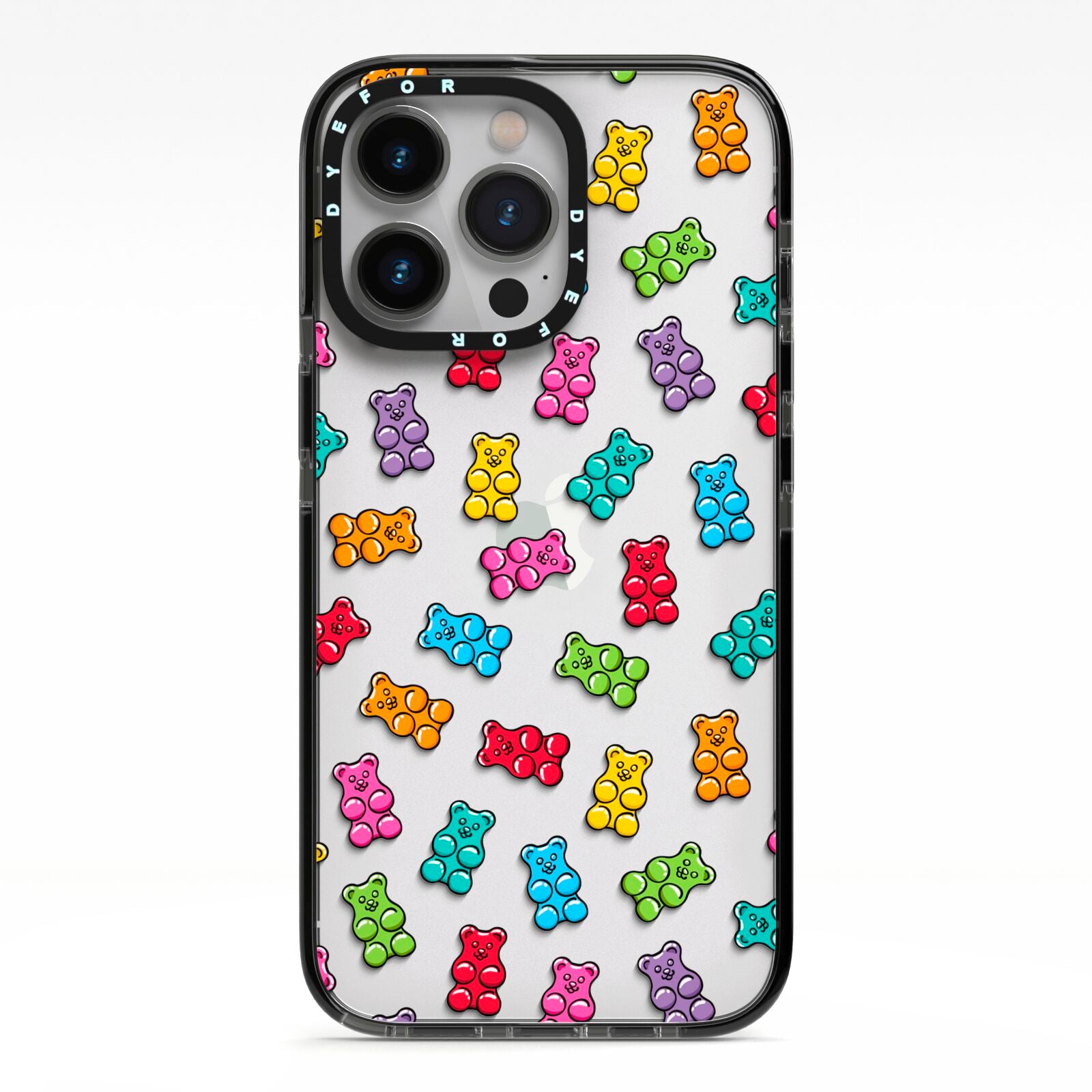 Gummy Bear iPhone 13 Pro Black Impact Case on Silver phone