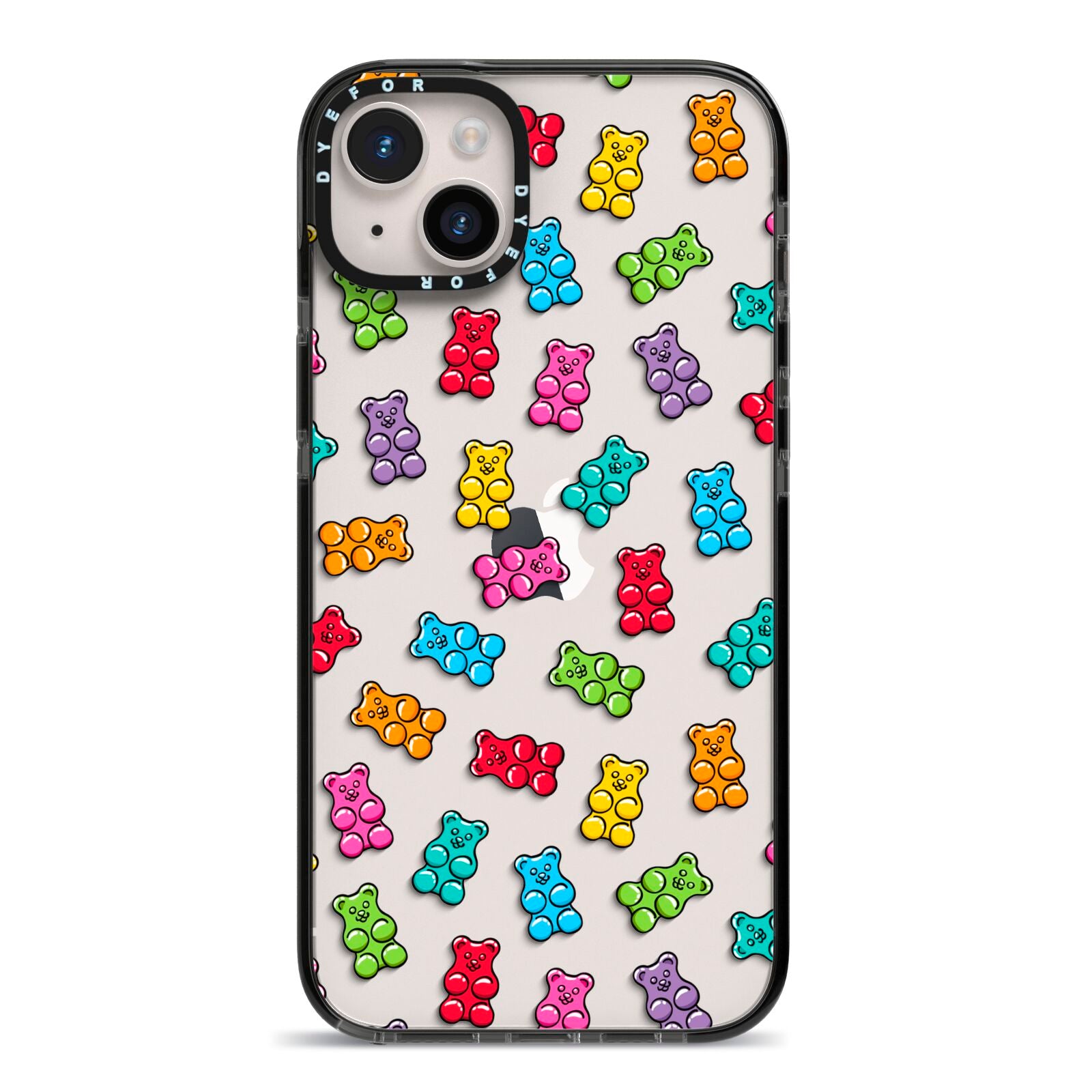 Gummy Bear iPhone 14 Plus Black Impact Case on Silver phone