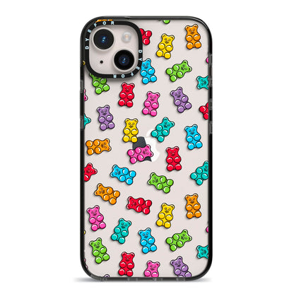 Gummy Bear iPhone 14 Plus Black Impact Case on Silver phone