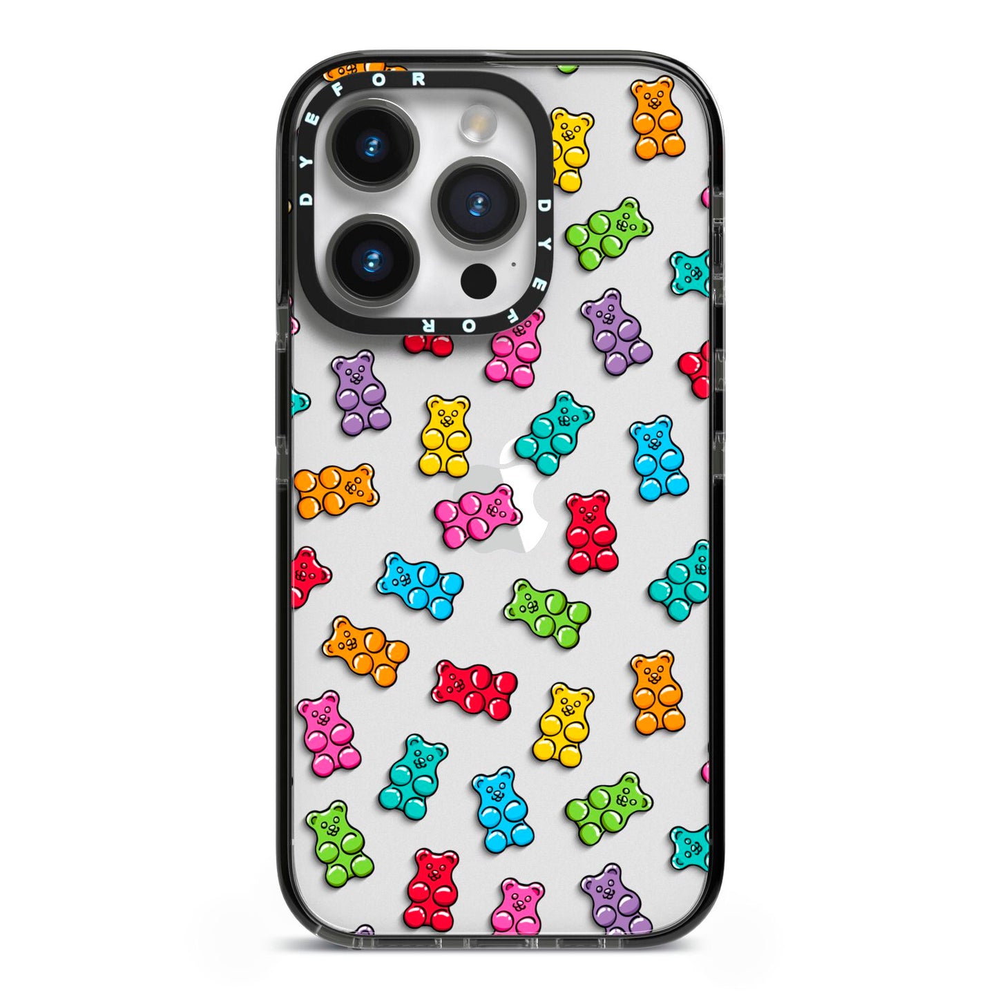 Gummy Bear iPhone 14 Pro Black Impact Case on Silver phone
