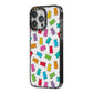 Gummy Bear iPhone 14 Pro Max Black Impact Case Side Angle on Silver phone