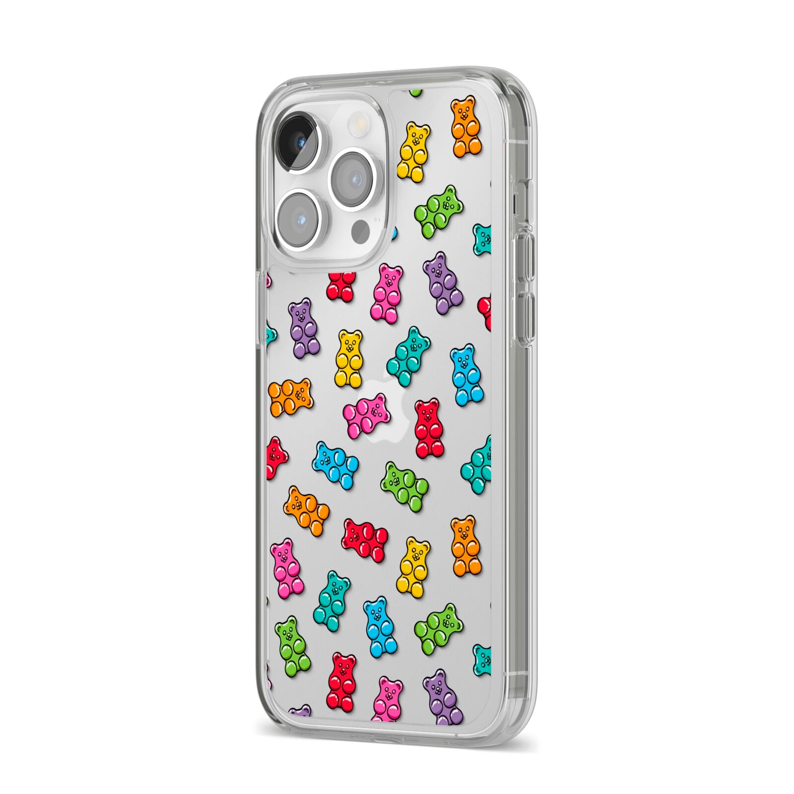 Gummy Bear iPhone 14 Pro Max Clear Tough Case Silver Angled Image