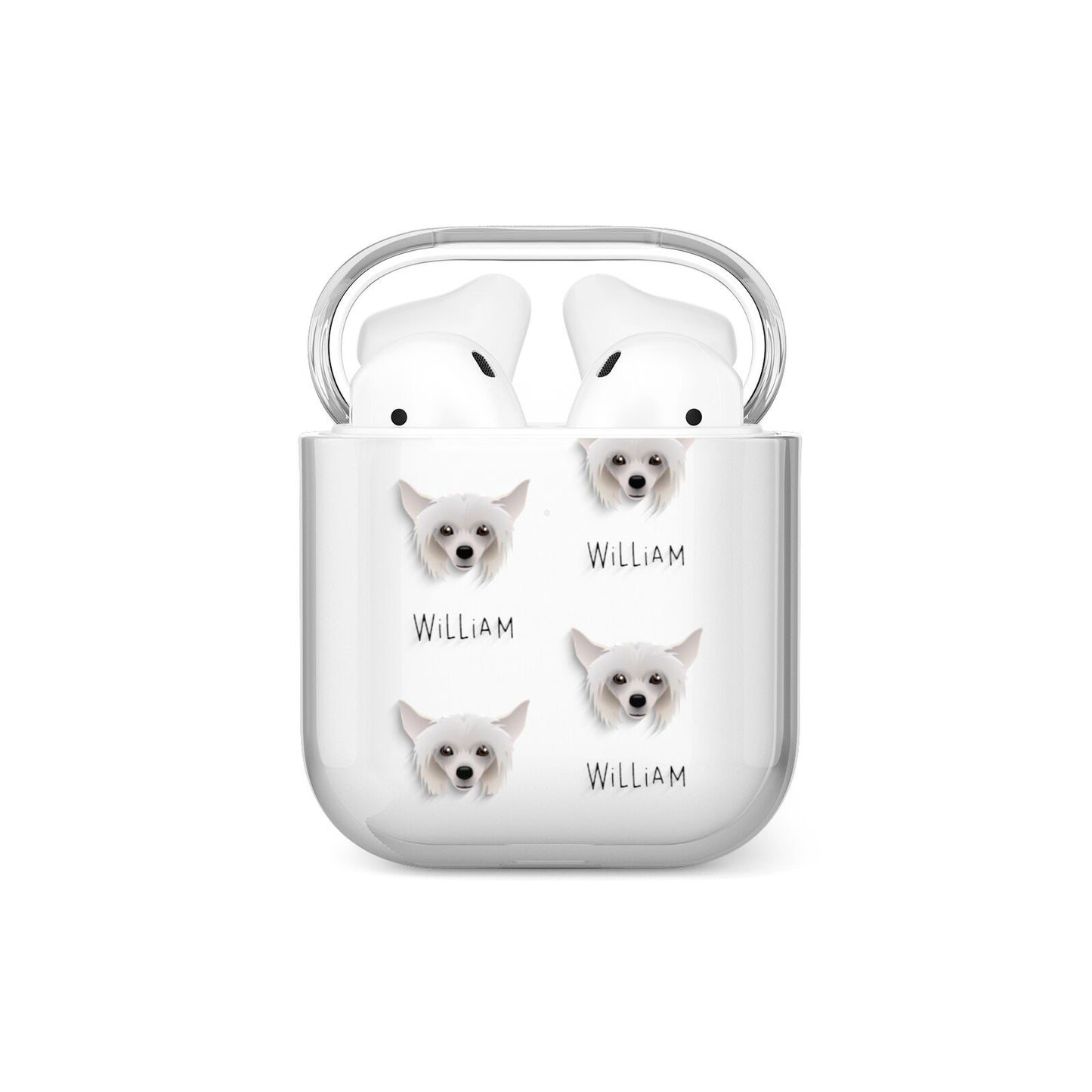 Hairless Chinese Crested Icon with Name AirPods Case