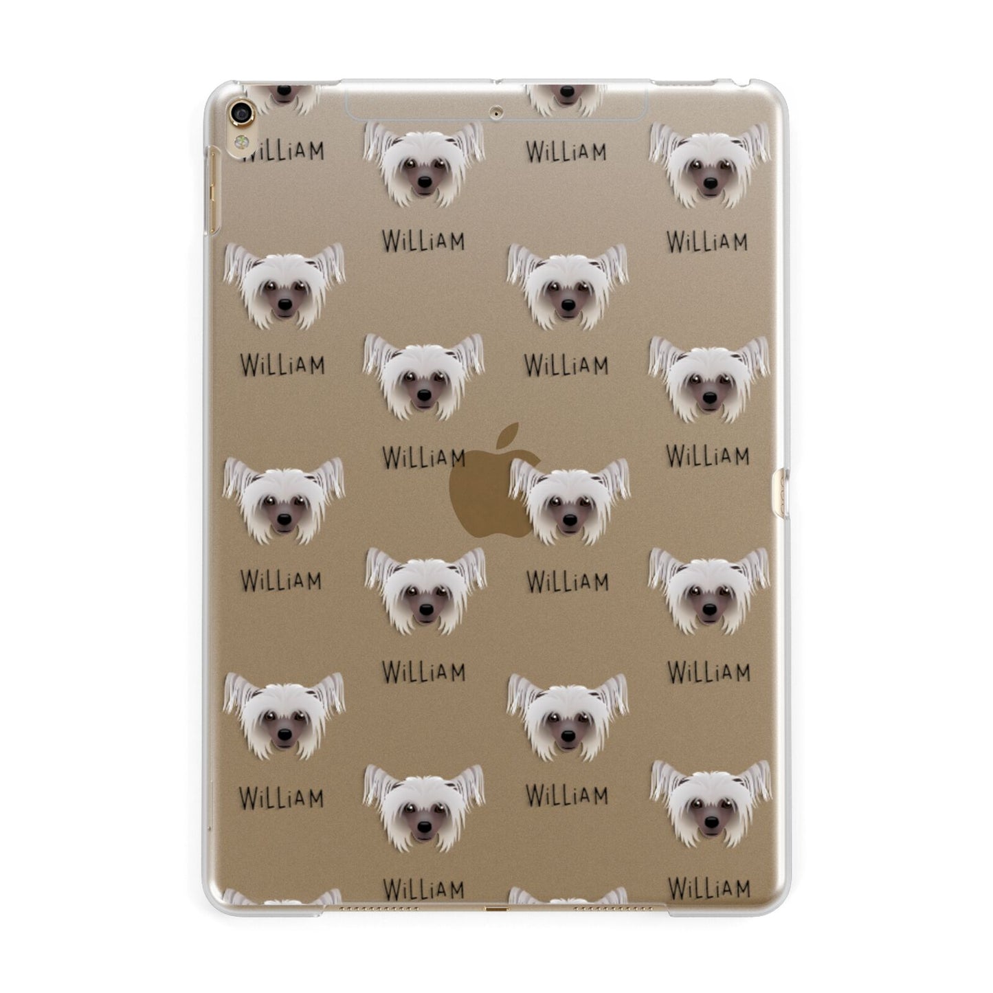 Hairless Chinese Crested Icon with Name Apple iPad Gold Case