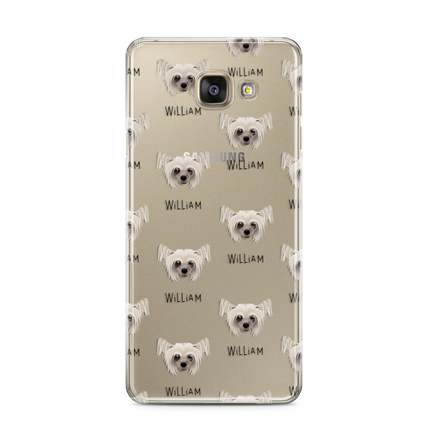 Hairless Chinese Crested Icon with Name Samsung Galaxy A3 2016 Case on gold phone