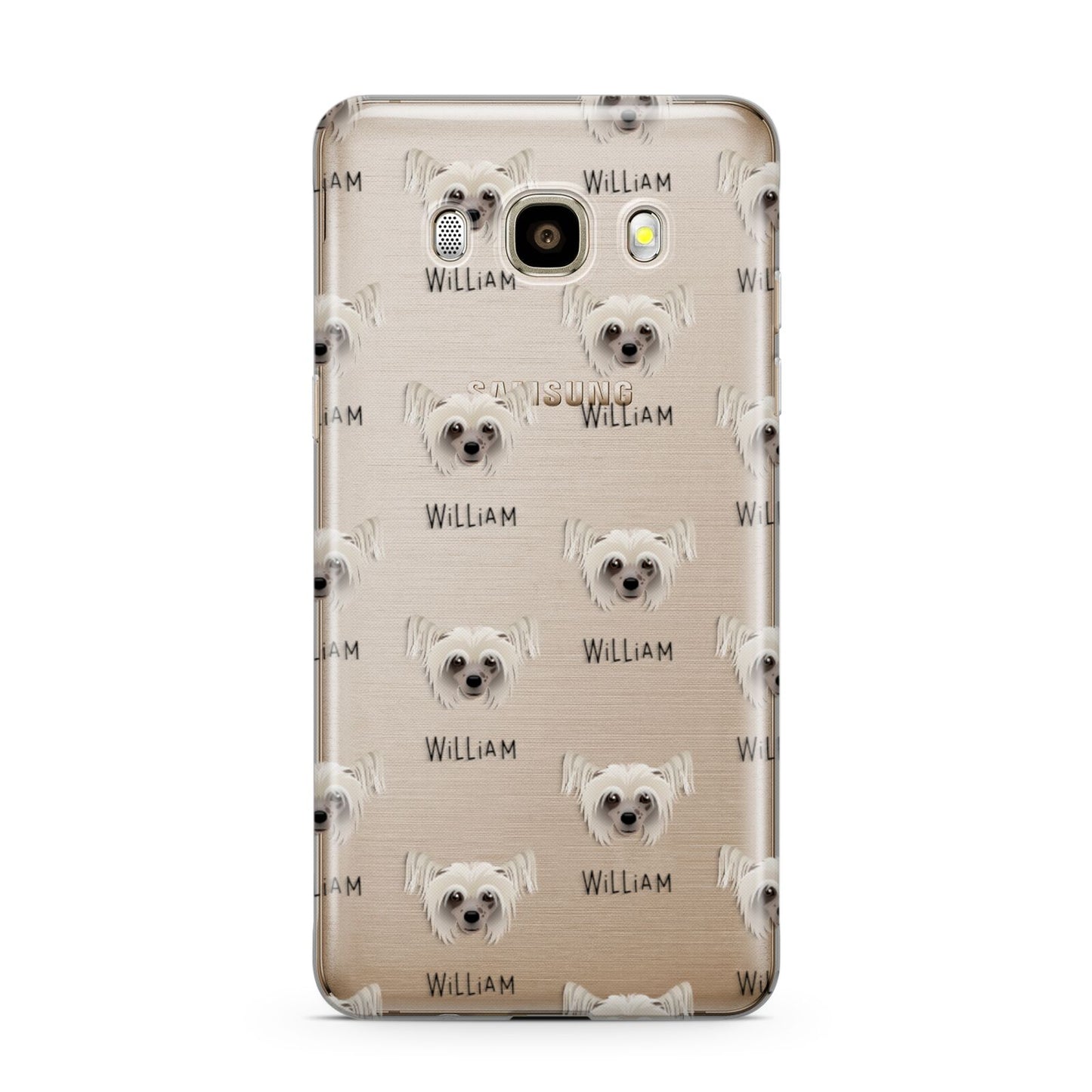 Hairless Chinese Crested Icon with Name Samsung Galaxy J7 2016 Case on gold phone