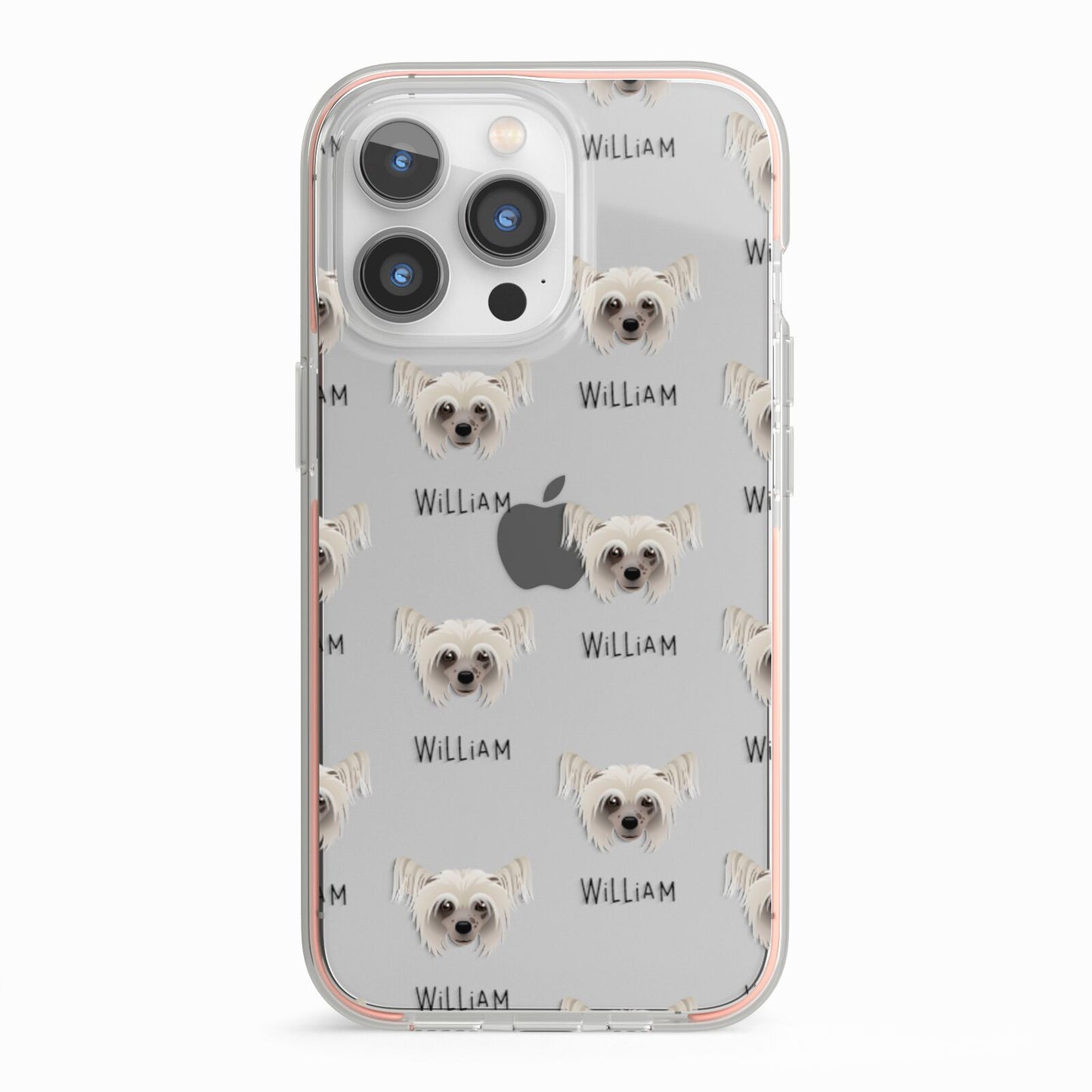 Hairless Chinese Crested Icon with Name iPhone 13 Pro TPU Impact Case with Pink Edges