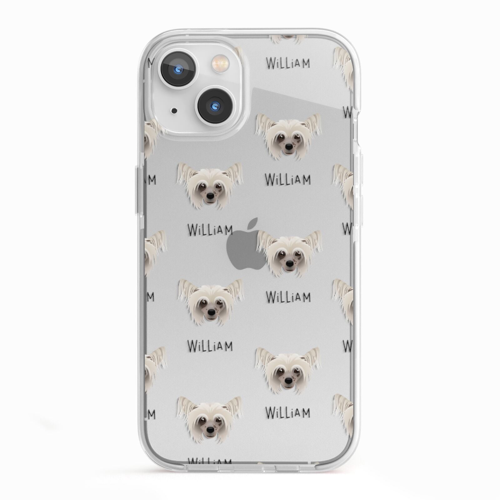 Hairless Chinese Crested Icon with Name iPhone 13 TPU Impact Case with White Edges