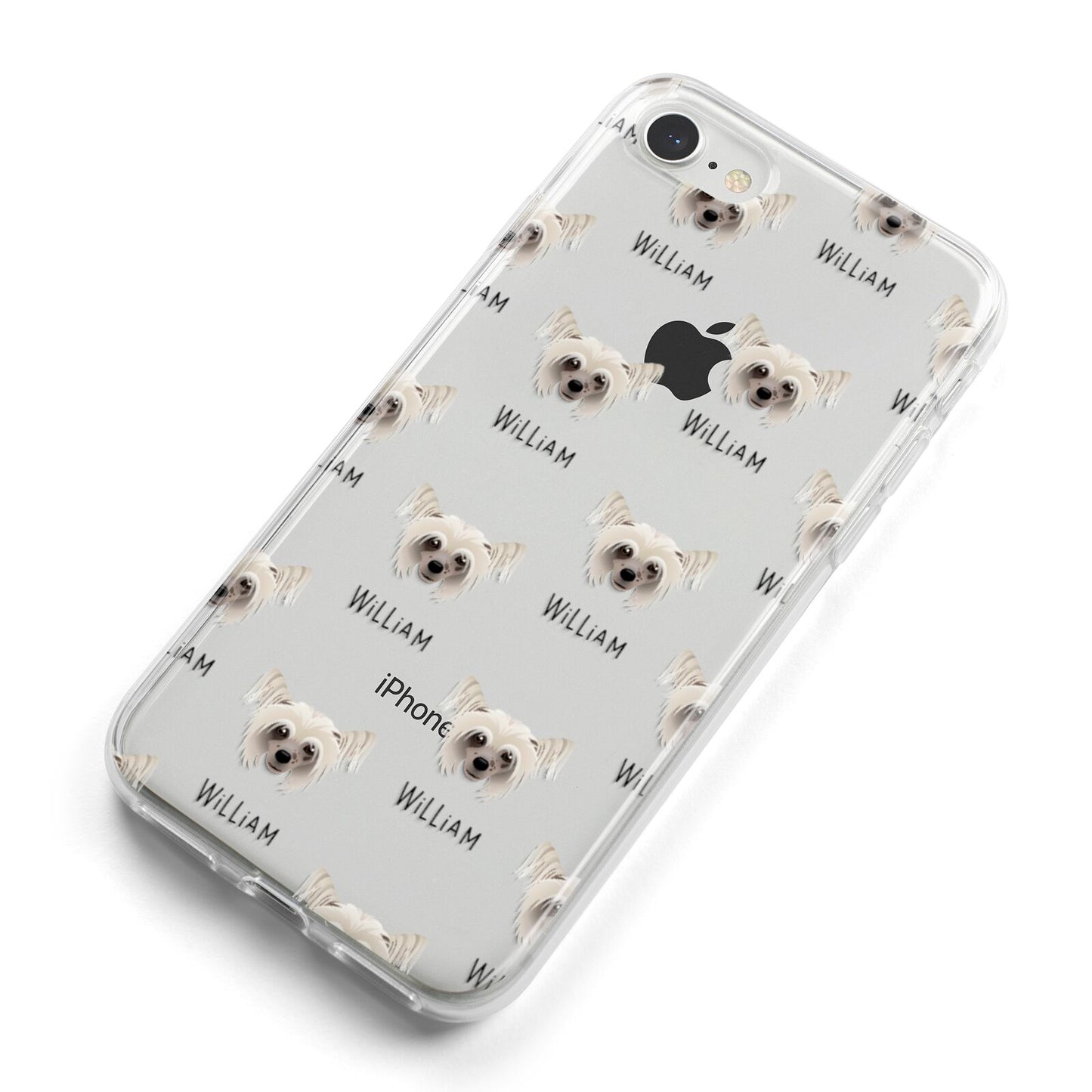 Hairless Chinese Crested Icon with Name iPhone 8 Bumper Case on Silver iPhone Alternative Image