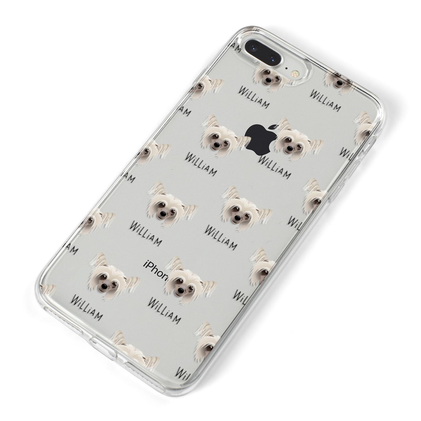 Hairless Chinese Crested Icon with Name iPhone 8 Plus Bumper Case on Silver iPhone Alternative Image