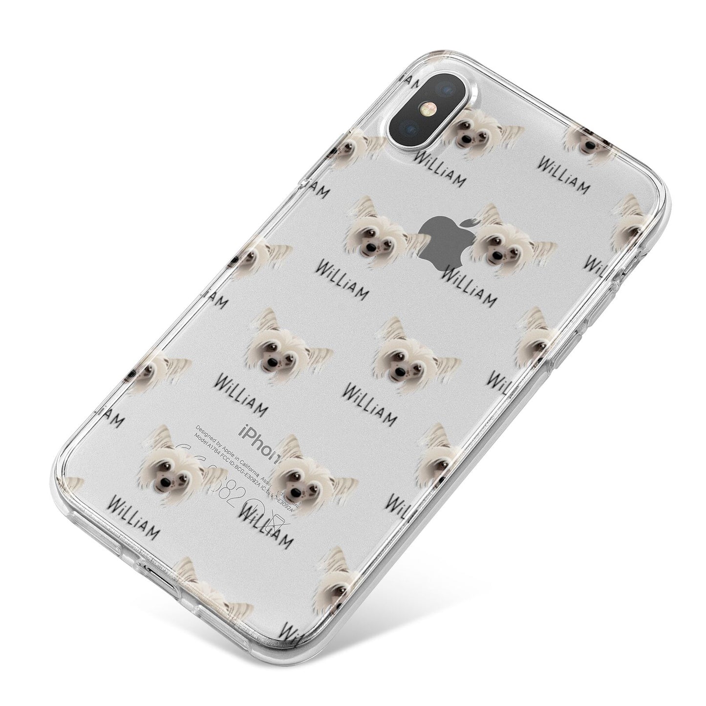 Hairless Chinese Crested Icon with Name iPhone X Bumper Case on Silver iPhone