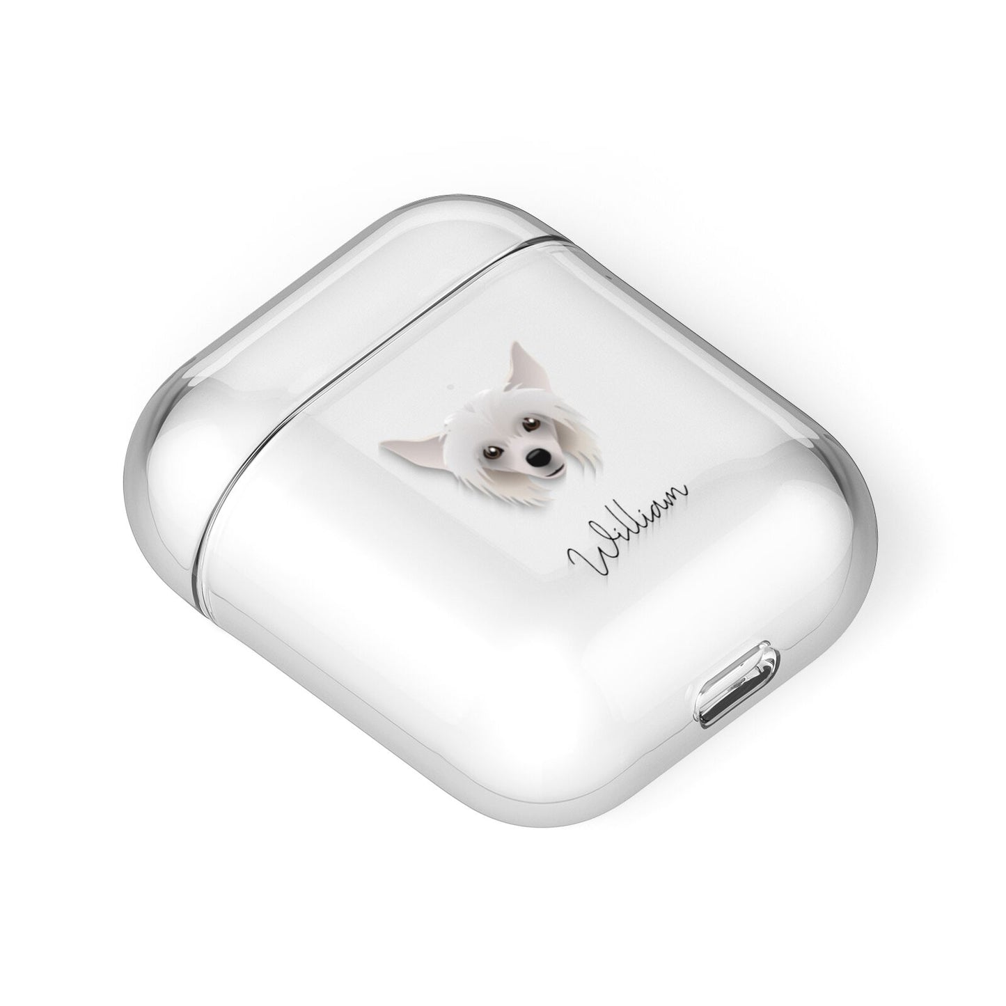 Hairless Chinese Crested Personalised AirPods Case Laid Flat
