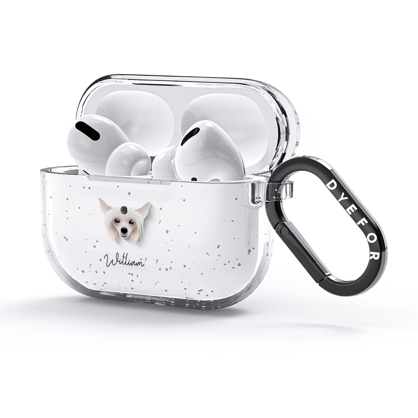 Hairless Chinese Crested Personalised AirPods Glitter Case 3rd Gen Side Image
