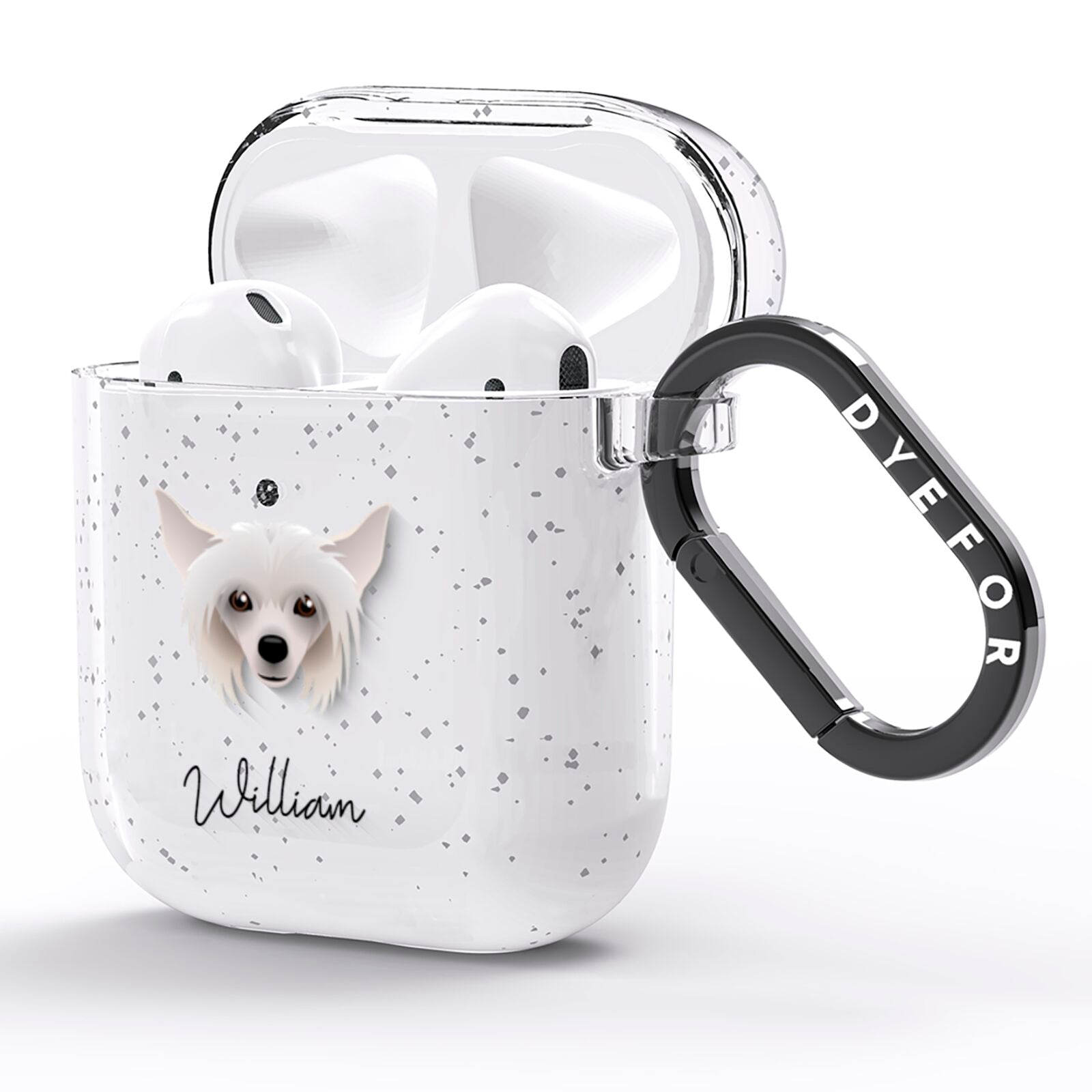 Hairless Chinese Crested Personalised AirPods Glitter Case Side Image