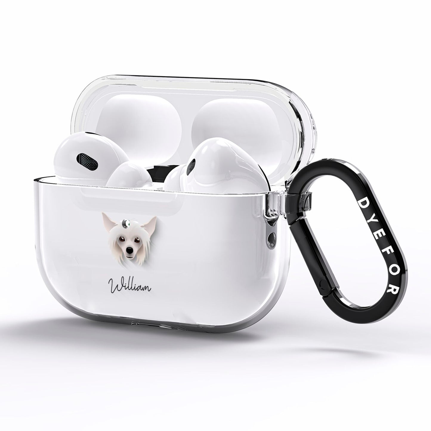 Hairless Chinese Crested Personalised AirPods Pro Clear Case Side Image
