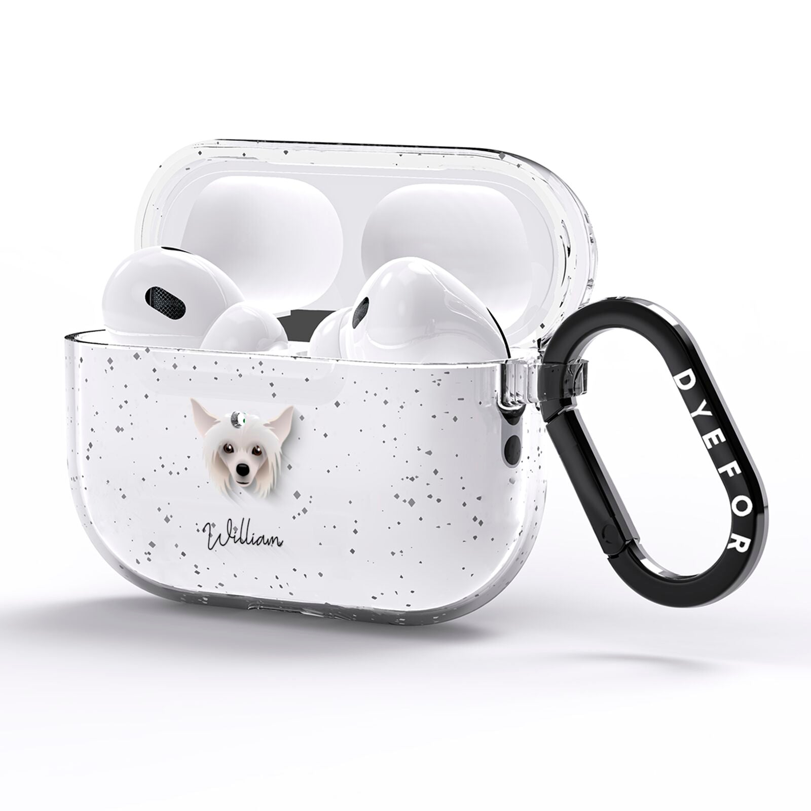 Hairless Chinese Crested Personalised AirPods Pro Glitter Case Side Image