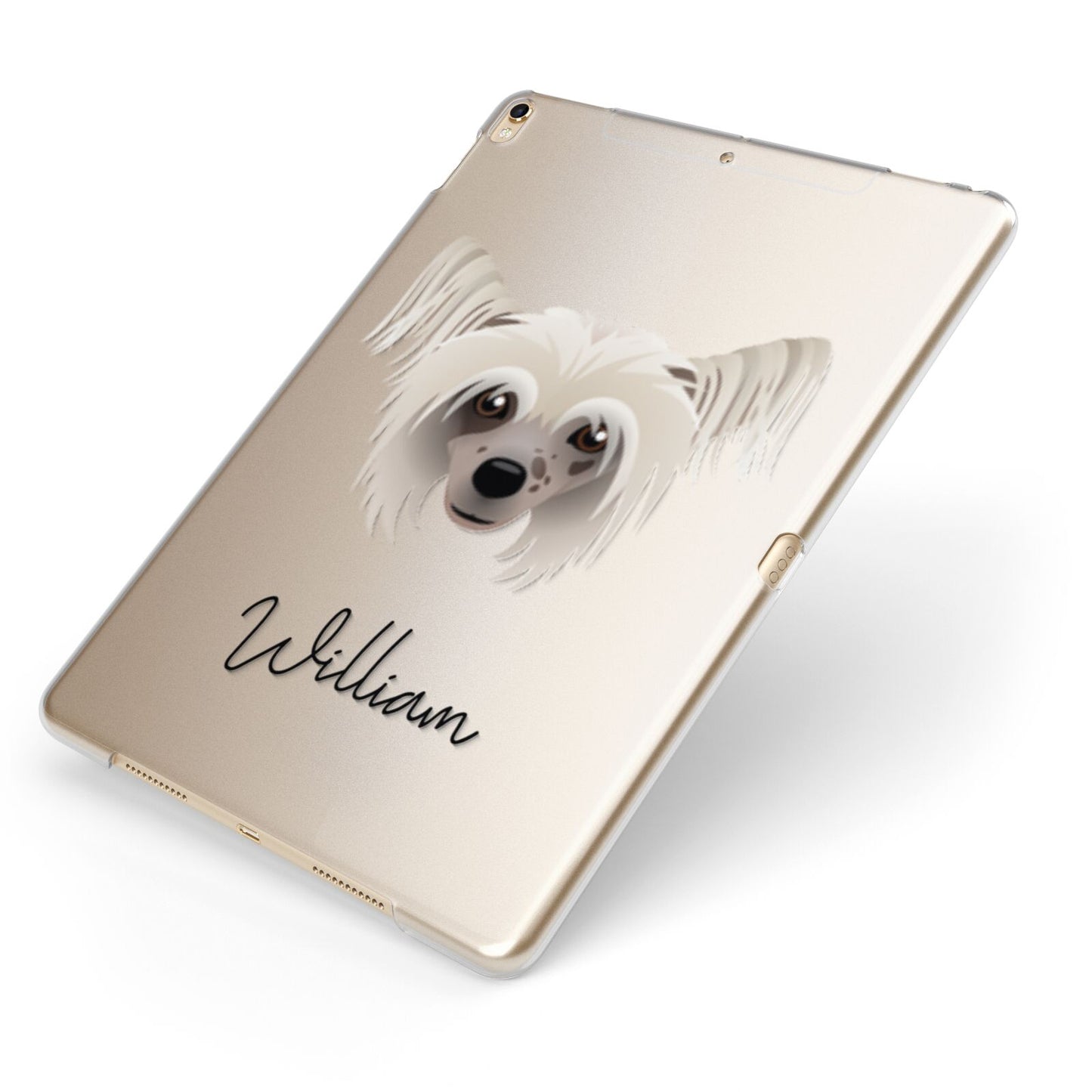 Hairless Chinese Crested Personalised Apple iPad Case on Gold iPad Side View