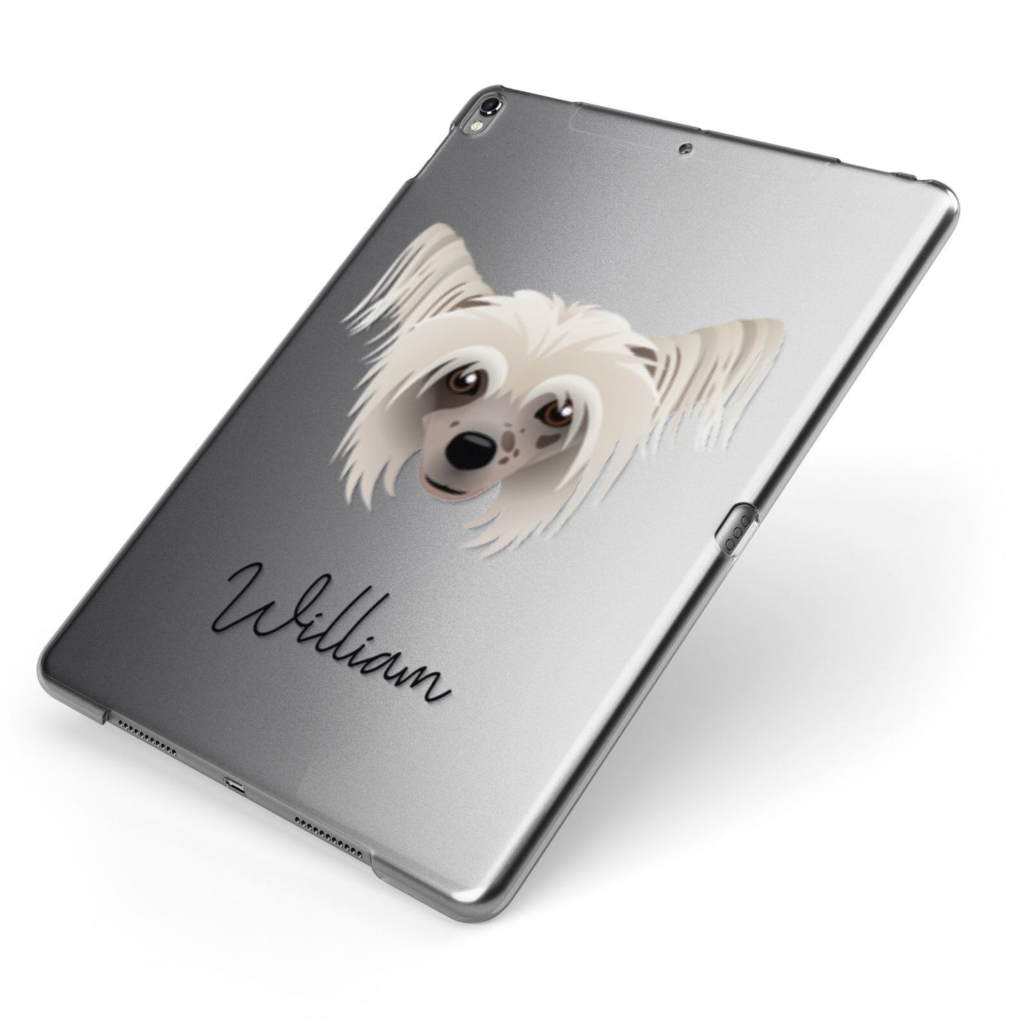 Hairless Chinese Crested Personalised Apple iPad Case on Grey iPad Side View