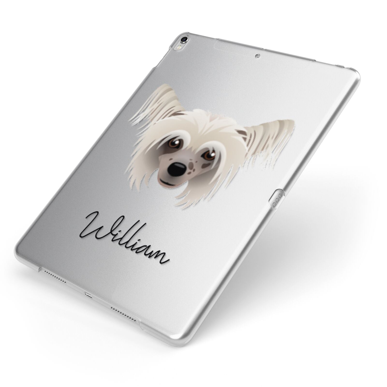Hairless Chinese Crested Personalised Apple iPad Case on Silver iPad Side View