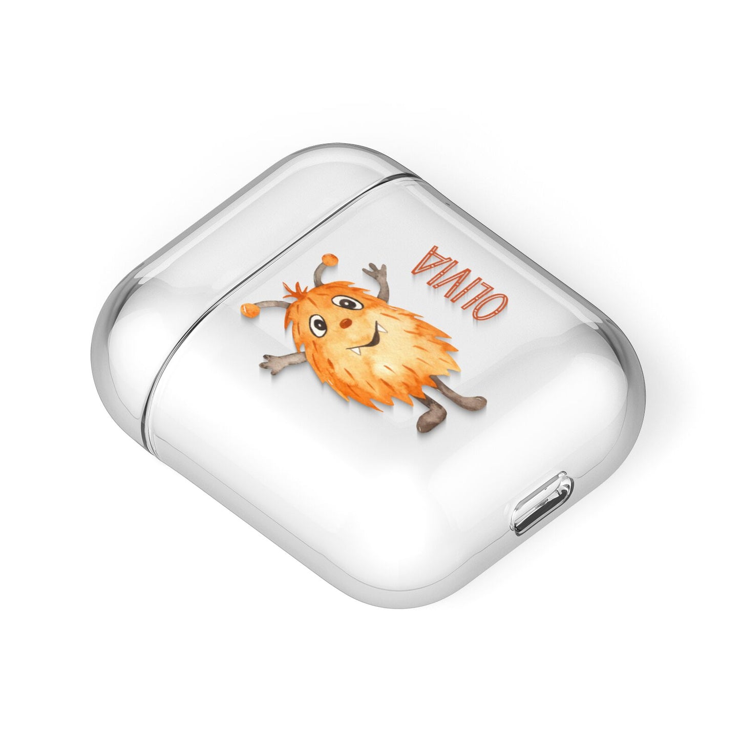 Hairy Halloween Monster AirPods Case Laid Flat