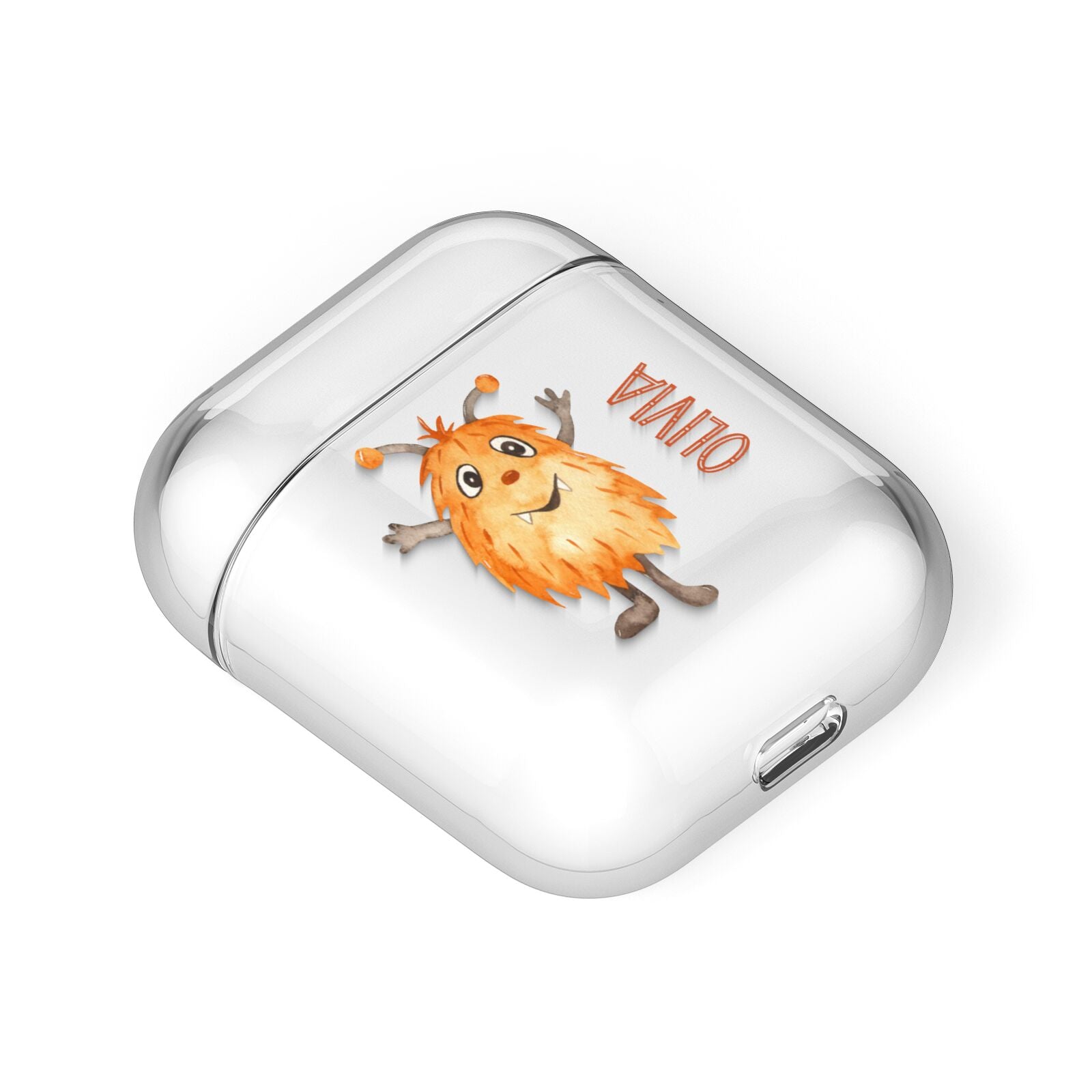 Hairy Halloween Monster AirPods Case Laid Flat