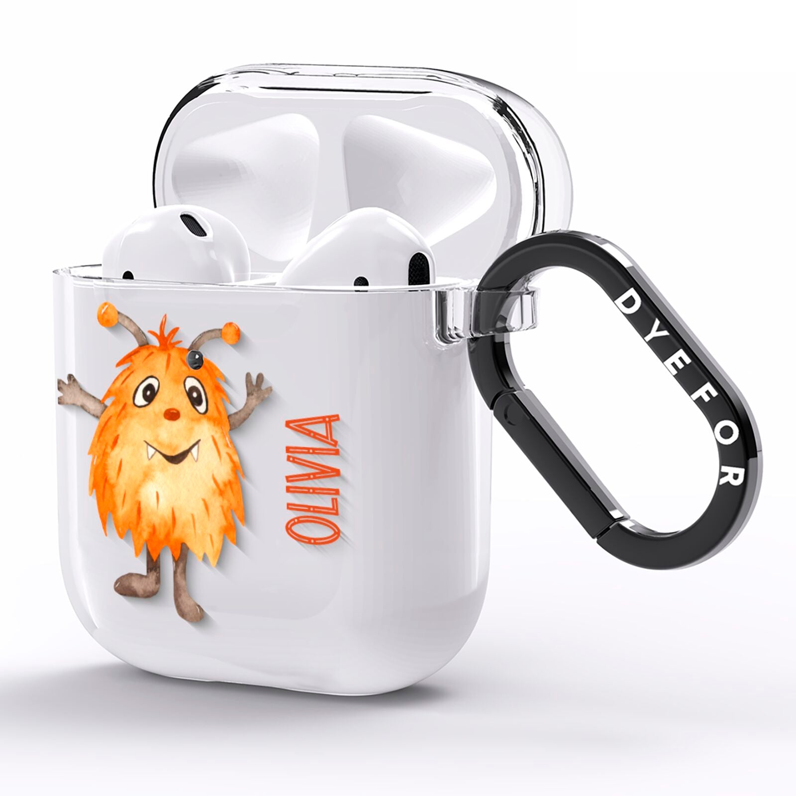 Hairy Halloween Monster AirPods Clear Case Side Image