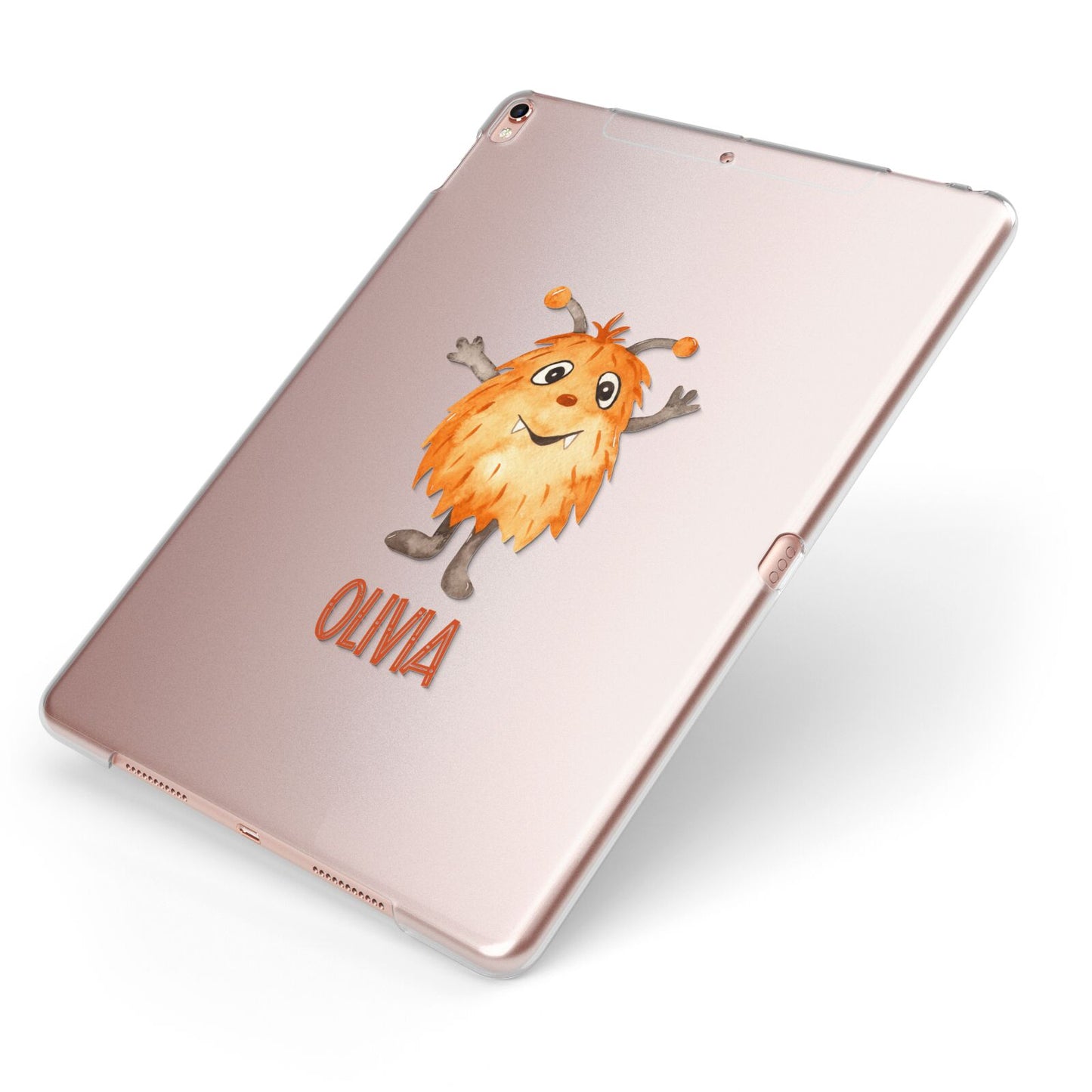 Hairy Halloween Monster Apple iPad Case on Rose Gold iPad Side View