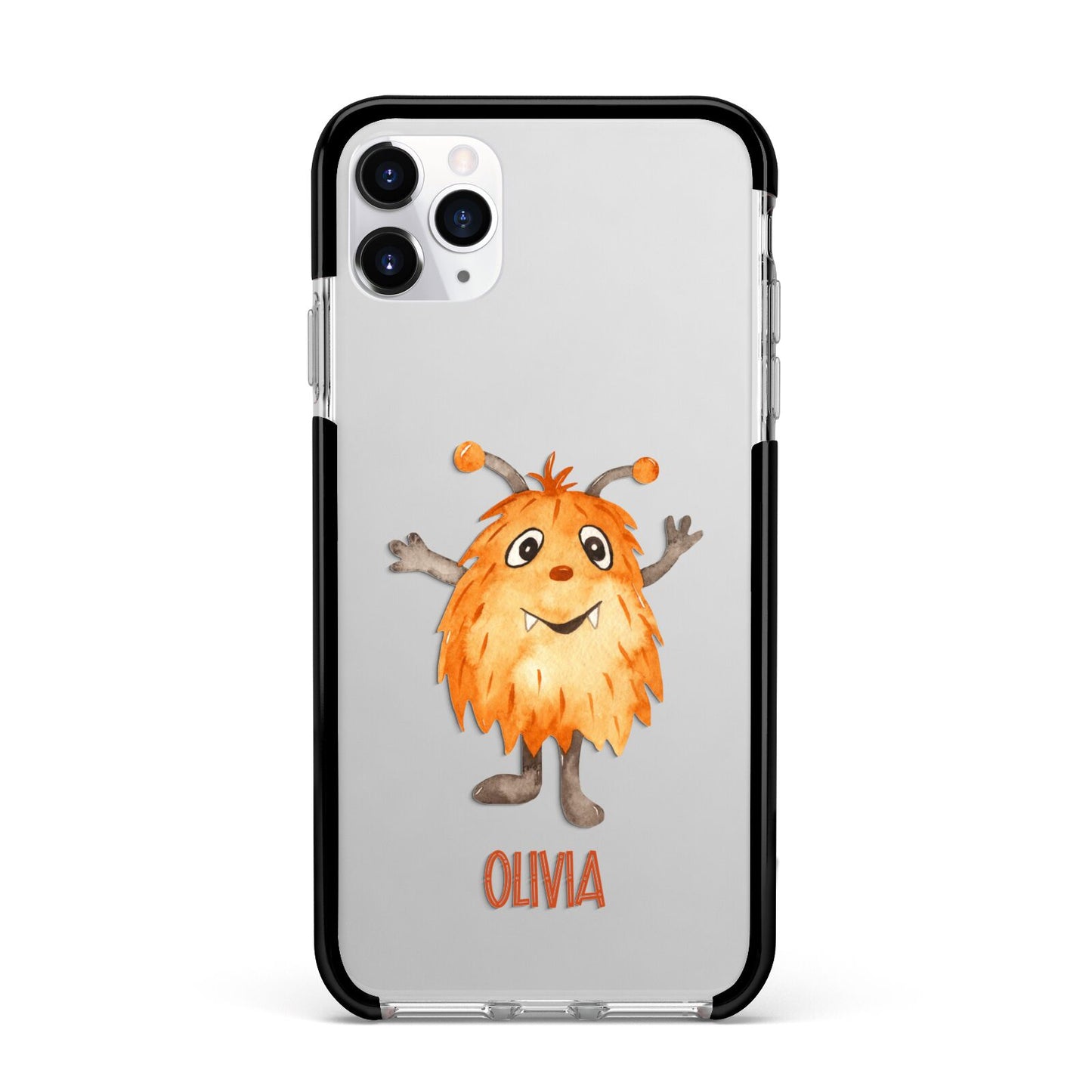 Hairy Halloween Monster Apple iPhone 11 Pro Max in Silver with Black Impact Case