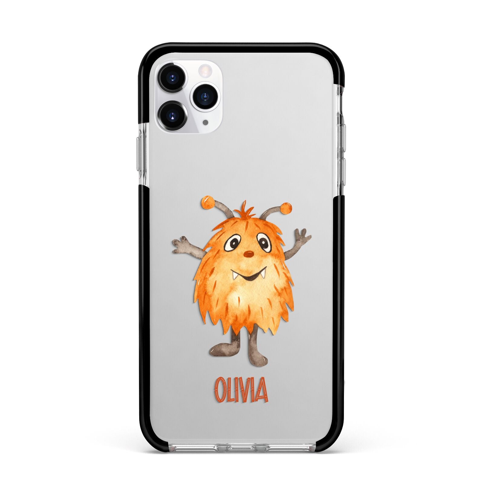 Hairy Halloween Monster Apple iPhone 11 Pro Max in Silver with Black Impact Case