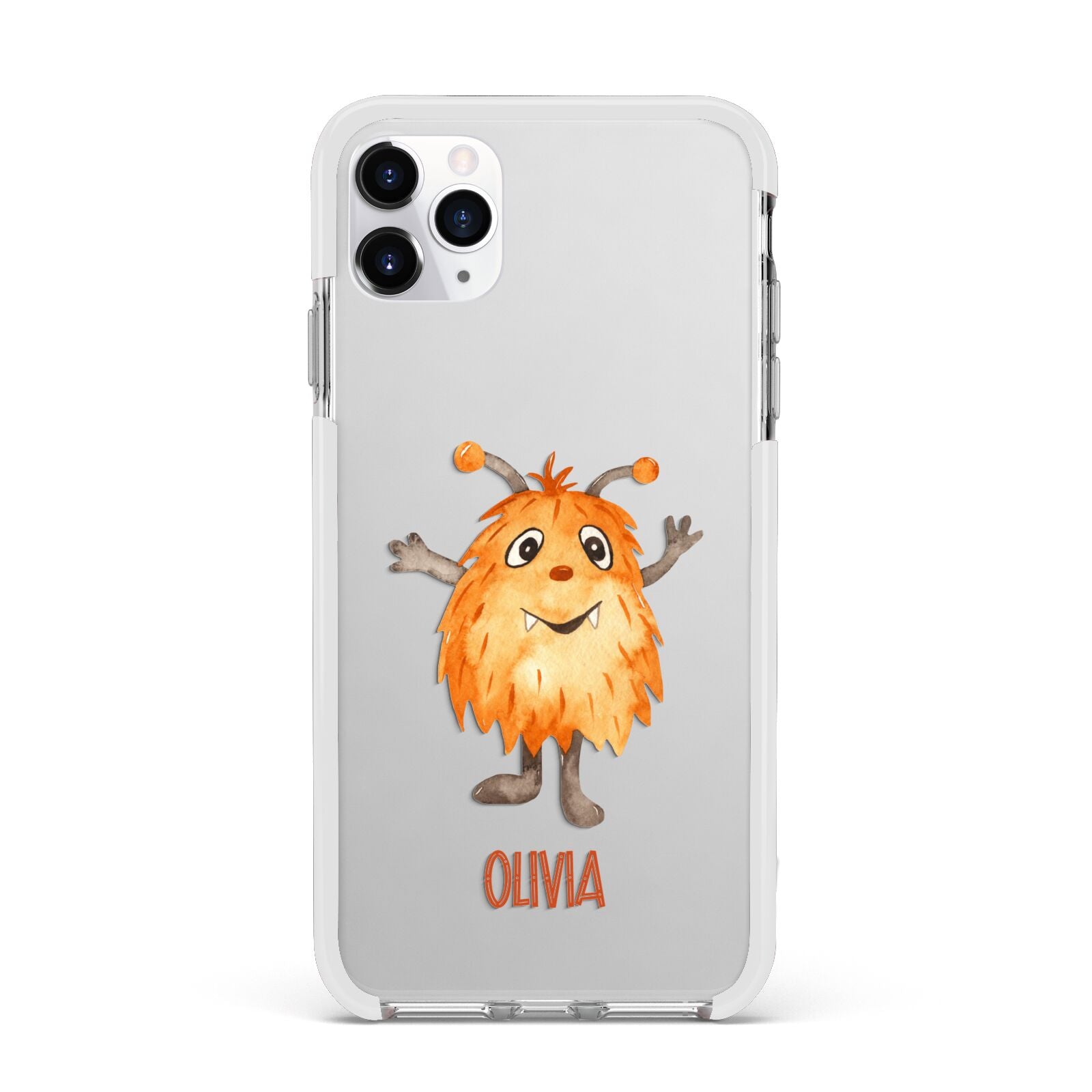 Hairy Halloween Monster Apple iPhone 11 Pro Max in Silver with White Impact Case