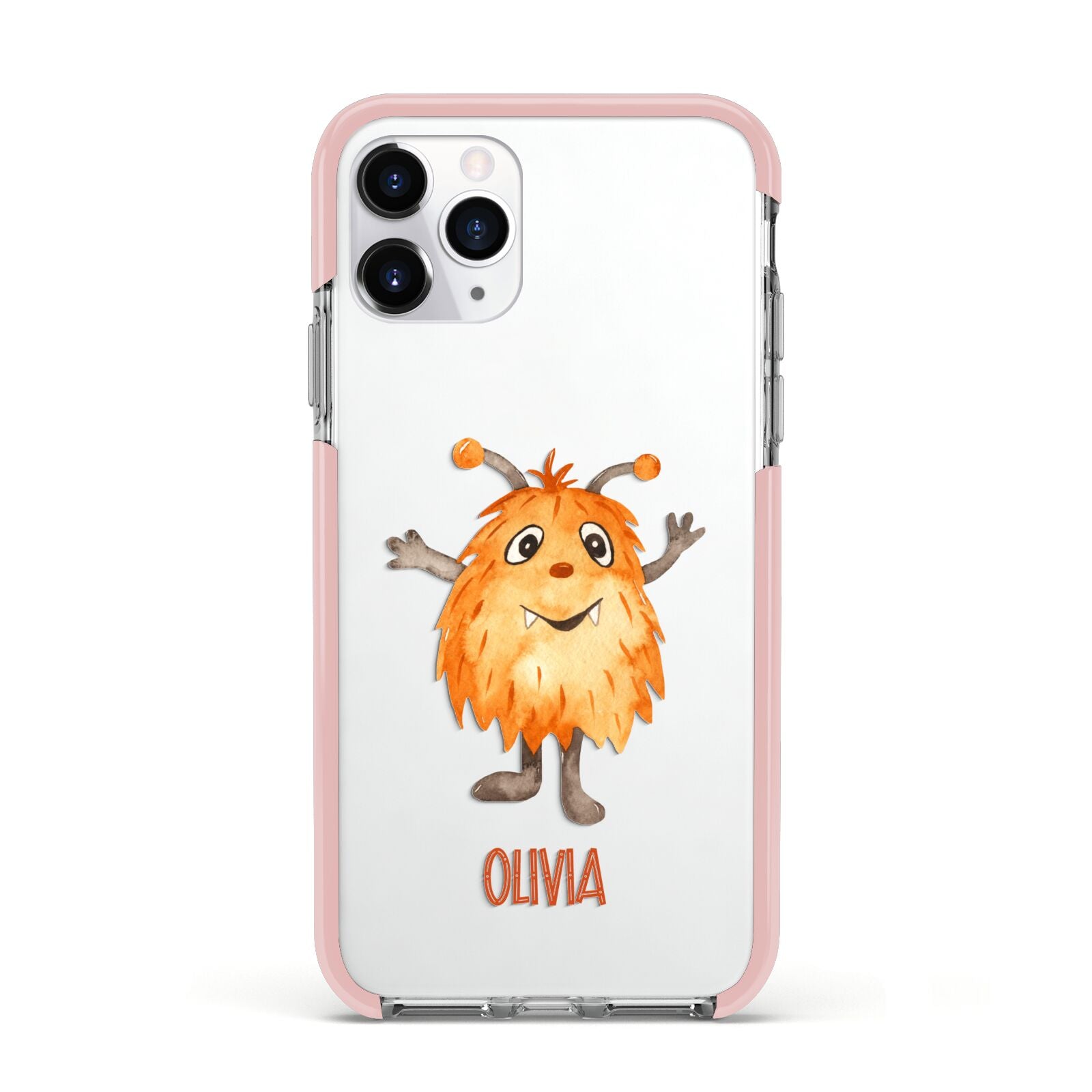 Hairy Halloween Monster Apple iPhone 11 Pro in Silver with Pink Impact Case