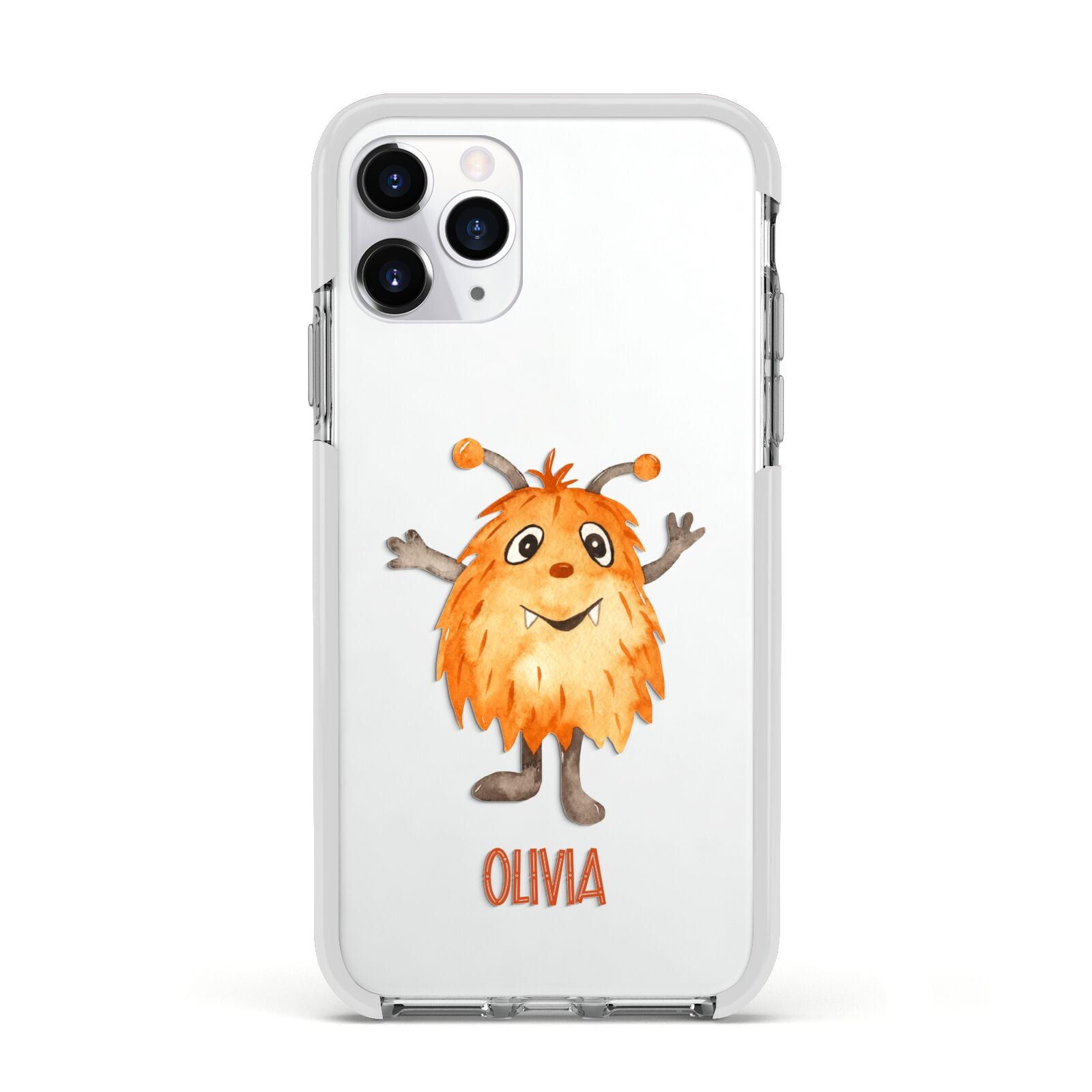 Hairy Halloween Monster Apple iPhone 11 Pro in Silver with White Impact Case