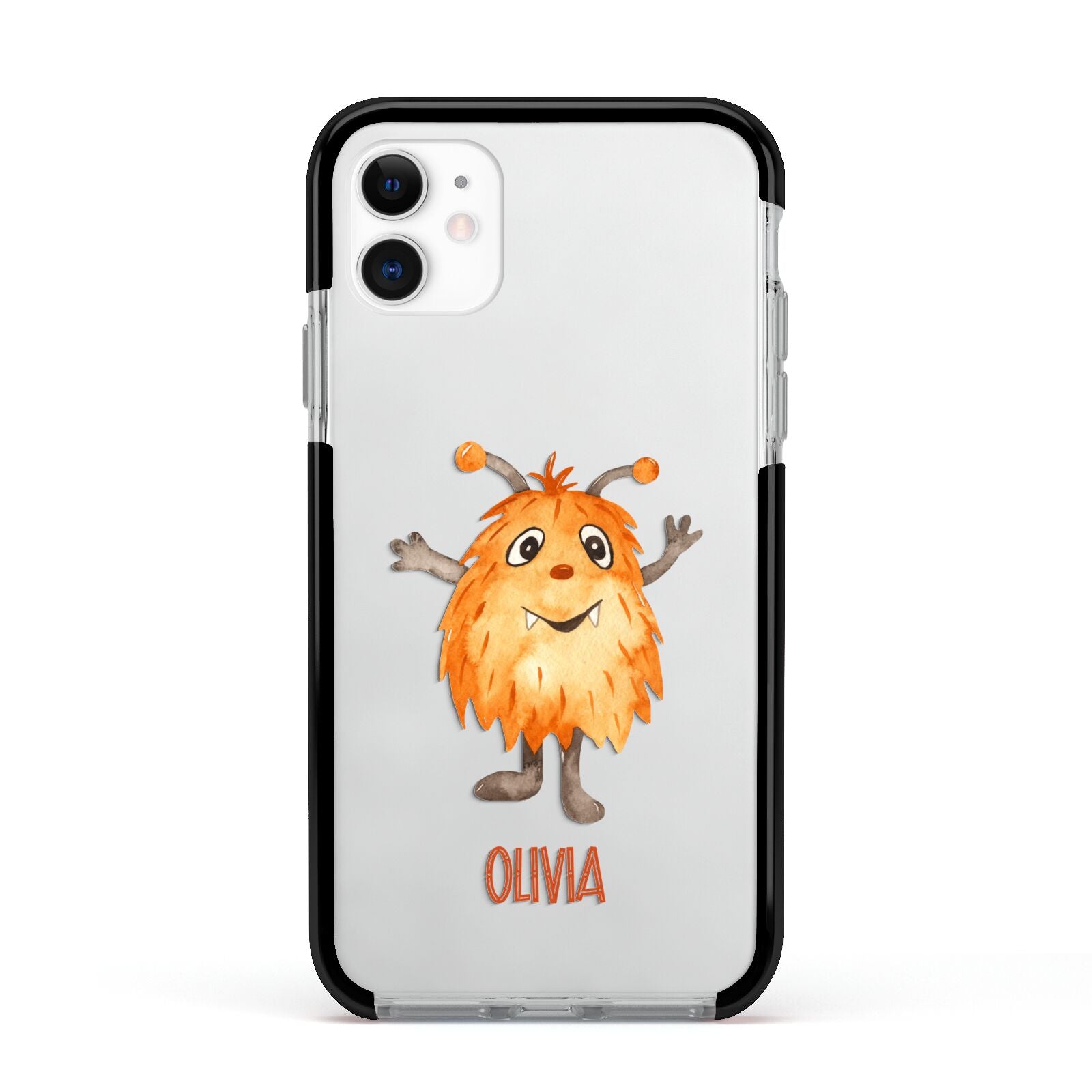 Hairy Halloween Monster Apple iPhone 11 in White with Black Impact Case