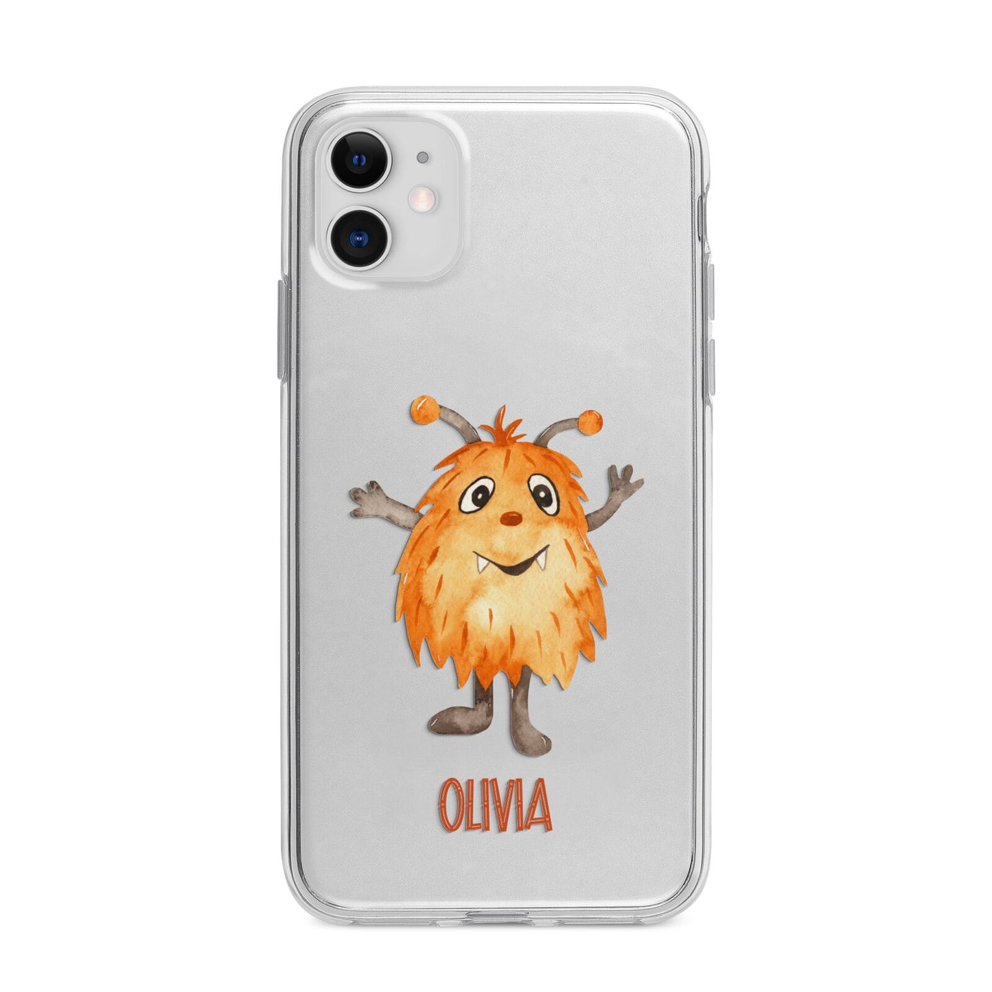 Hairy Halloween Monster Apple iPhone 11 in White with Bumper Case