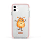 Hairy Halloween Monster Apple iPhone 11 in White with Pink Impact Case