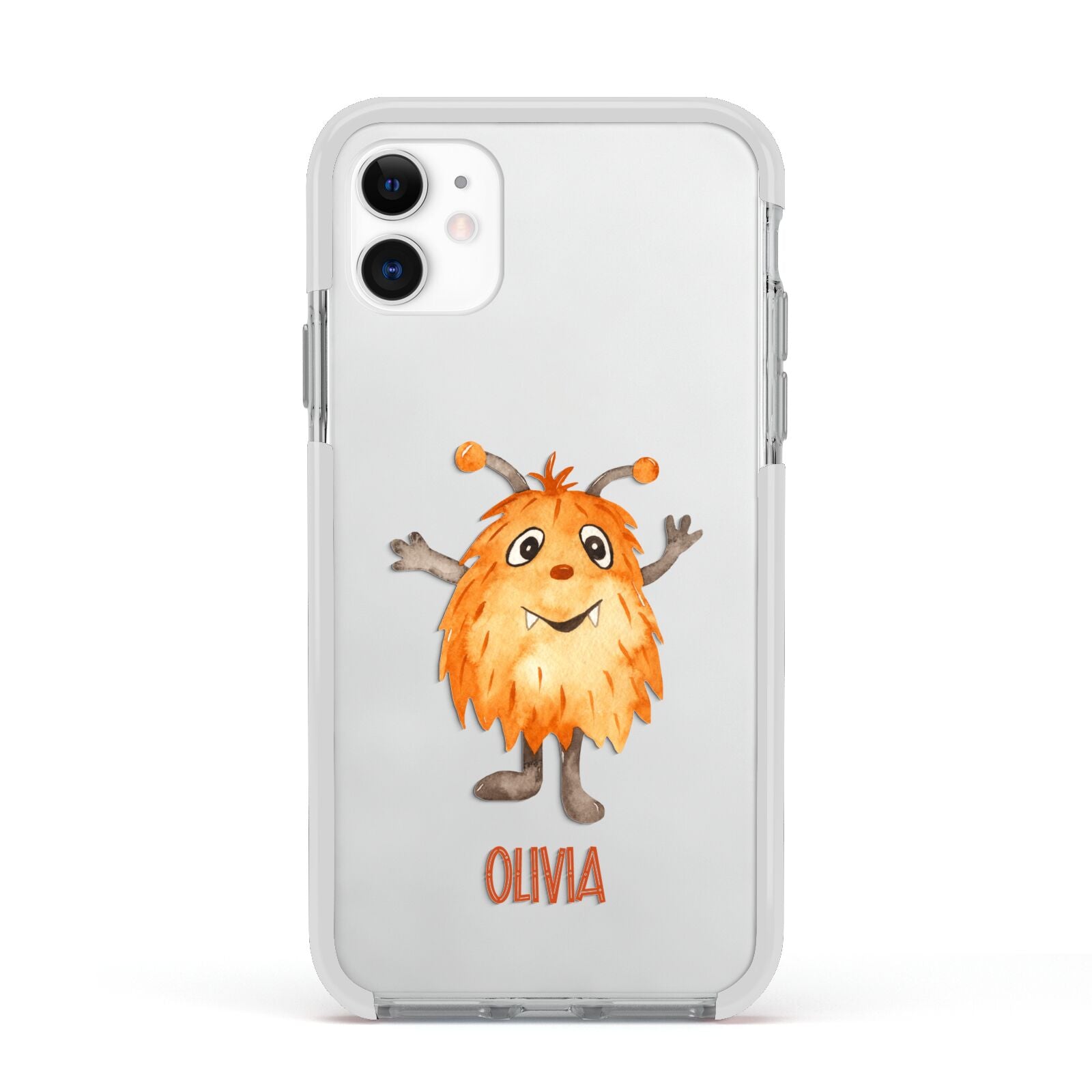 Hairy Halloween Monster Apple iPhone 11 in White with White Impact Case