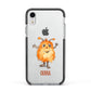 Hairy Halloween Monster Apple iPhone XR Impact Case Black Edge on Silver Phone